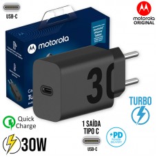 Carregador Tipo C Turbo 30W Motorola Original - Preto